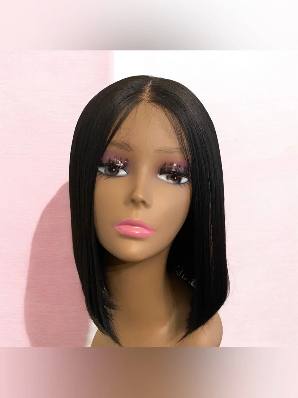 Black Straight Center-Part Bob Wig - Sleek Women Hair